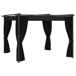 VidaXL Prieel Met Gordijnen 3x3 M Staal Antraciet