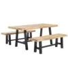 Beliani Tuintafelset SCANIA - Lichte Houtkleur Acaciahout -Bekend Tuinmeubelen Winkel 1000003833