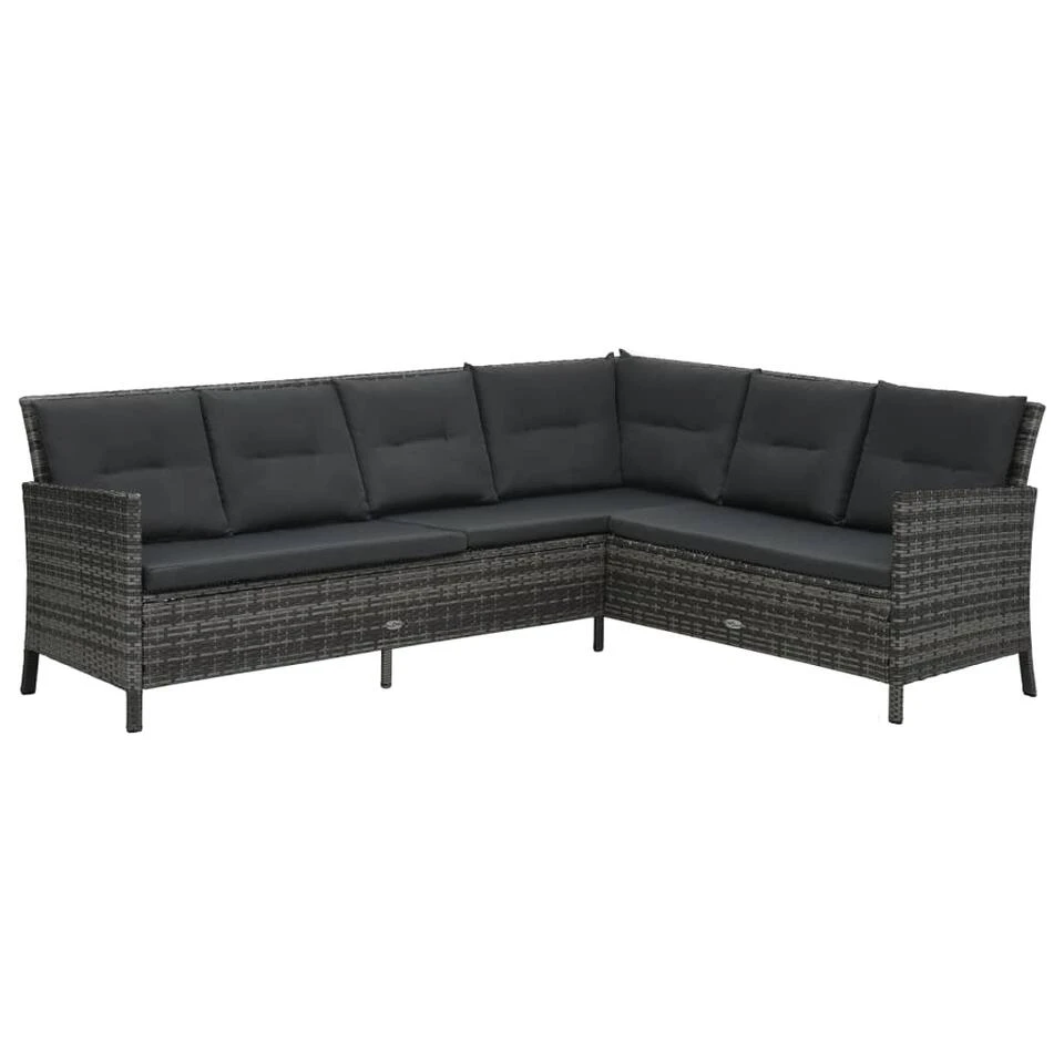 VidaXL 3-delige Loungeset Met Kussens Poly Rattan Grijs 5 VidaXL 3-delige Loungeset Met Kussens Poly Rattan Grijs - Afbeelding 3