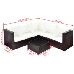 VidaXL 4-delige Loungeset Met Kussens Poly Rattan Bruin 9 VidaXL 4-delige Loungeset Met Kussens Poly Rattan Bruin -Bekend Tuinmeubelen Winkel 1000005403 0103