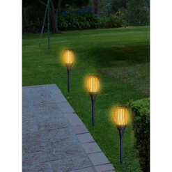 Tuinfakkel - Solar - Tuinverlichting - Zwart - Vlameffect - 58 Cm -Bekend Tuinmeubelen Winkel 1000005919 0102