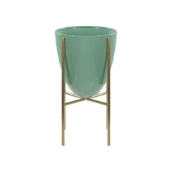 Beliani Plantenbak Voor Buiten LEFKI - Groen Ijzer