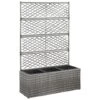 VidaXL Latwerkplantenbak Verhoogd Met Potten 83x30x130 Cm Rattan Grijs -Bekend Tuinmeubelen Winkel 1000011504