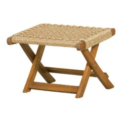 WOOOD Tuinvoetenbank Ruit Lois - Hout - Naturel - 34x45x44 -Bekend Tuinmeubelen Winkel 1000013725 0101
