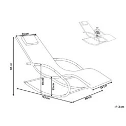 Beliani Tuinligstoel CARANO II - Beige Staal, Textiel -Bekend Tuinmeubelen Winkel 1000017797 0102