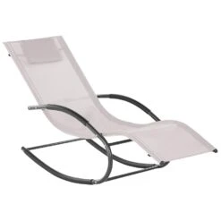 Beliani Tuinligstoel CARANO II - Beige Staal, Textiel