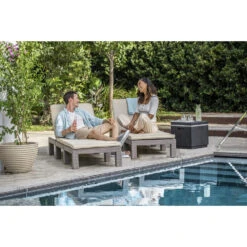 Allibert Daytona Deluxe Ligbed - 65x195x25,5 Cm -Cappuccino -Bekend Tuinmeubelen Winkel 1000031148 0102