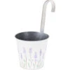 Merkloos Plantenpot Met Ophanghaak - Zink - Creme Wit - 14 X 13 X 26 Cm -Bekend Tuinmeubelen Winkel 1000042952
