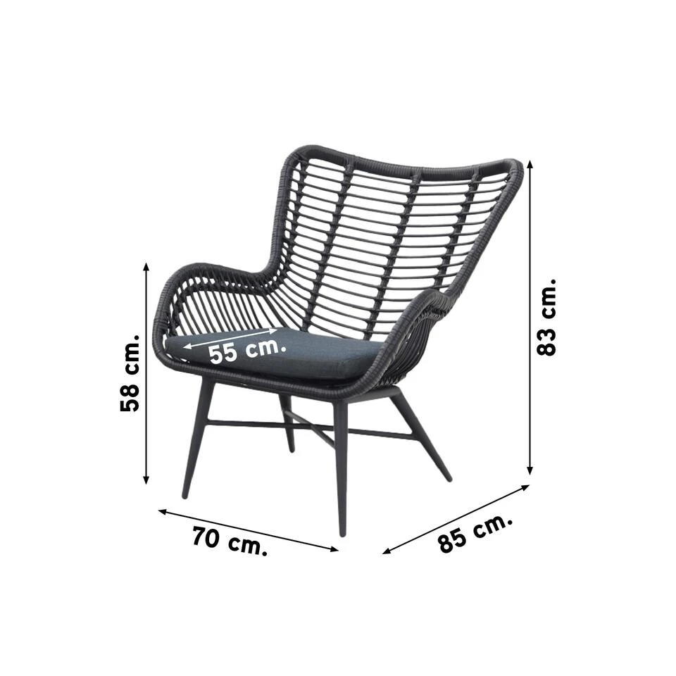 Jasmine Loungestoel - Black 4 Jasmine Loungestoel - Black - Afbeelding 2