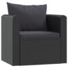 VidaXL Fauteuil Met Kussens Poly Rattan Zwart -Bekend Tuinmeubelen Winkel 1000054602