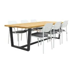 GreenChair Courage - White/Murano Teak - 240x100 Cm. - Tuinset 7-delig