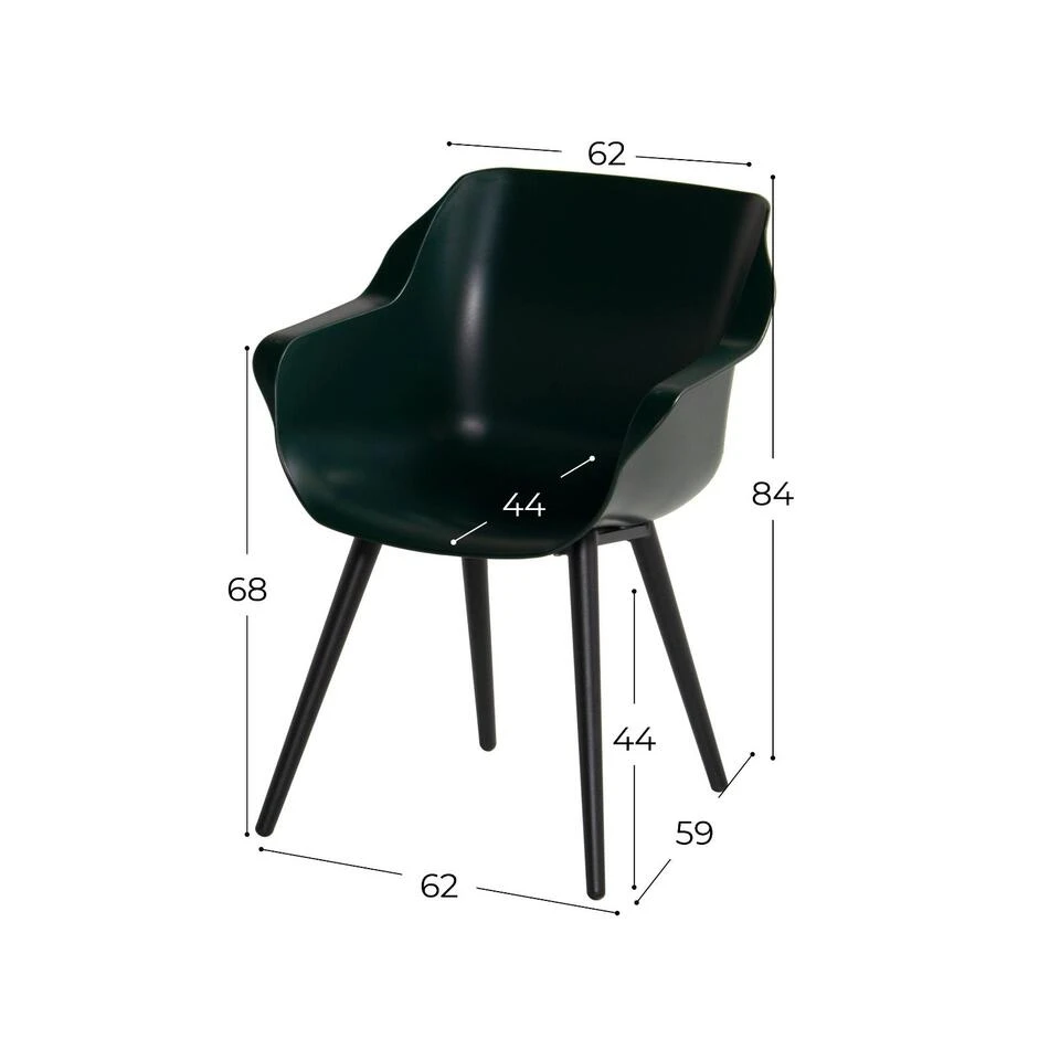 Hartman Sophie Studio Dining Armstoel - Night Green - Set Van 2 4 Hartman Sophie Studio Dining Armstoel - Night Green - Set Van 2 - Afbeelding 2