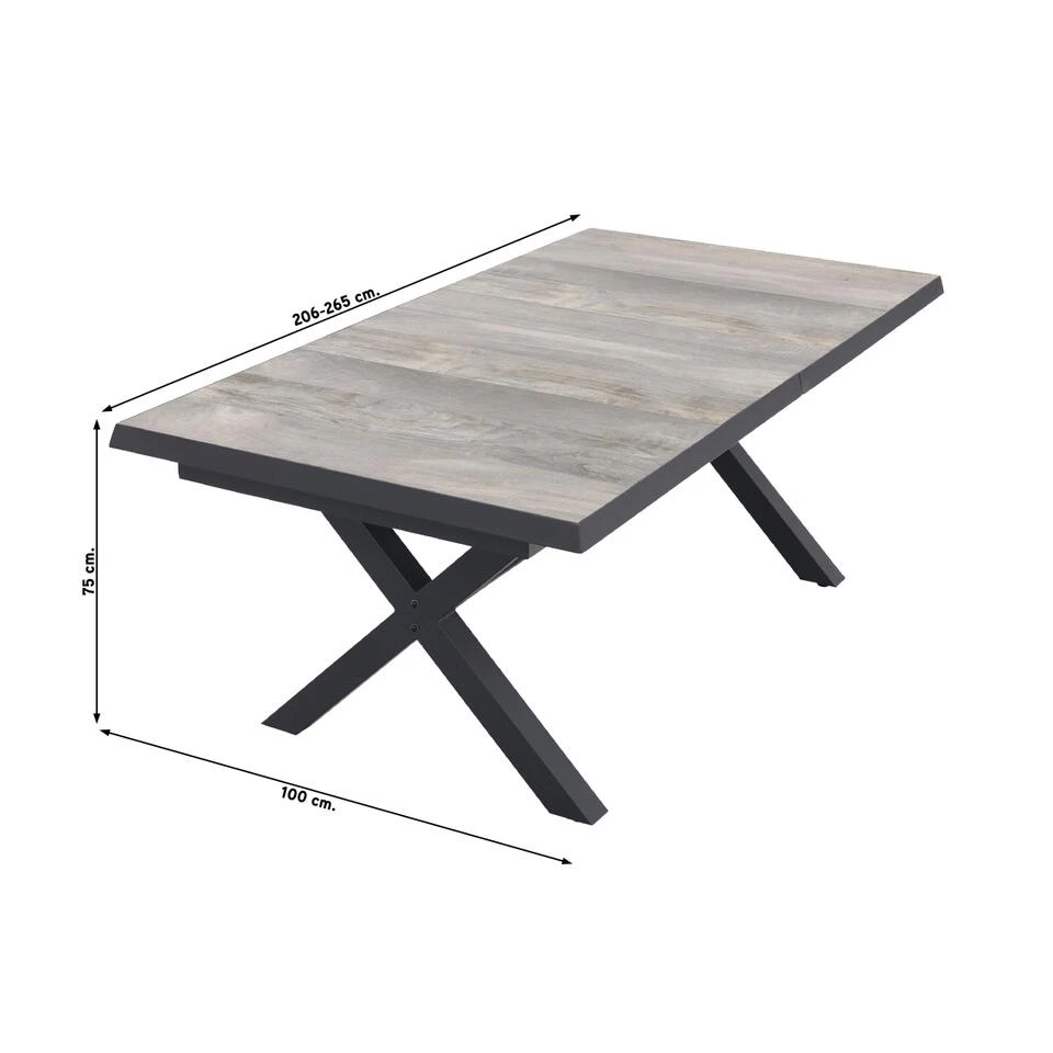 VDG Ottowa Uitschuifbare Tuintafel 205-265 X 100 Cm 4 VDG Ottowa Uitschuifbare Tuintafel 205-265 X 100 Cm - Afbeelding 2