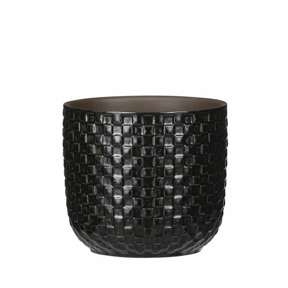 Mica Decorations - Plantenpot-bloempot - Keramiek Zwart - D12 X H11 Cm 3 Mica Decorations - Plantenpot-bloempot - Keramiek Zwart - D12 X H11 Cm