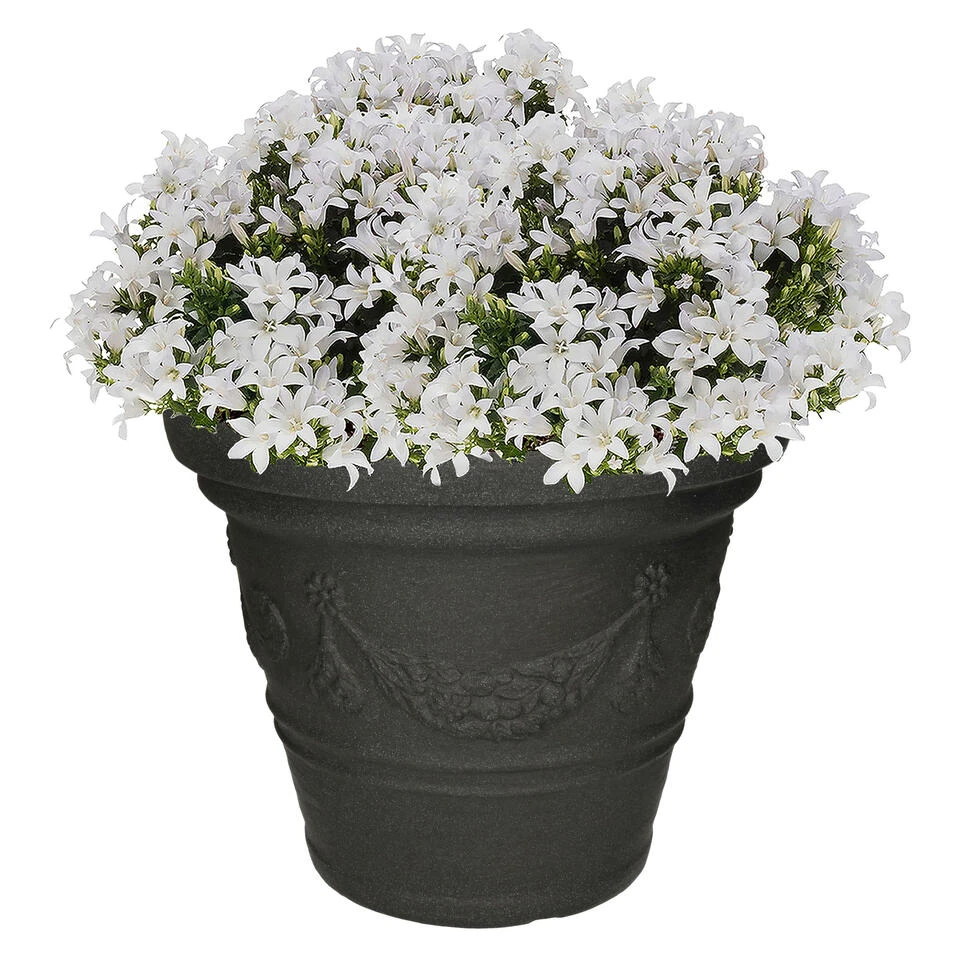 Merkloos Plantenpot - Kunststof - Antraciet - D36 X H30 Cm - 30L 4 Merkloos Plantenpot - Kunststof - Antraciet - D36 X H30 Cm - 30L - Afbeelding 2