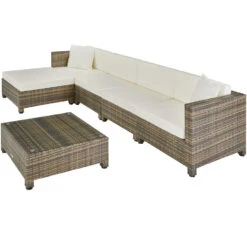 Tectake - Loungeset Incl. 2 Sets Kussenhoezen - Wicker - Naturel -Bekend Tuinmeubelen Winkel 1000077859 0103