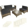 Tectake - Loungeset Incl. 2 Sets Kussenhoezen - Wicker - Naturel -Bekend Tuinmeubelen Winkel 1000077859