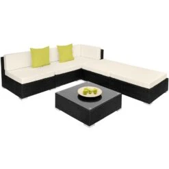 Tectake - Loungeset Parijs - Wicker - Zwart -Bekend Tuinmeubelen Winkel 1000077893 0102