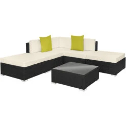 Tectake - Loungeset Parijs - Wicker - Zwart