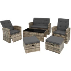 Tectake - Wicker Zitgroep Bari Natuurkleur - Tuinset