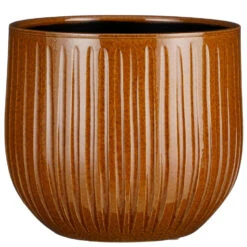 Mica Decorations Plantenpot - Keramiek - Okergeel Glans - D25/H20 Cm