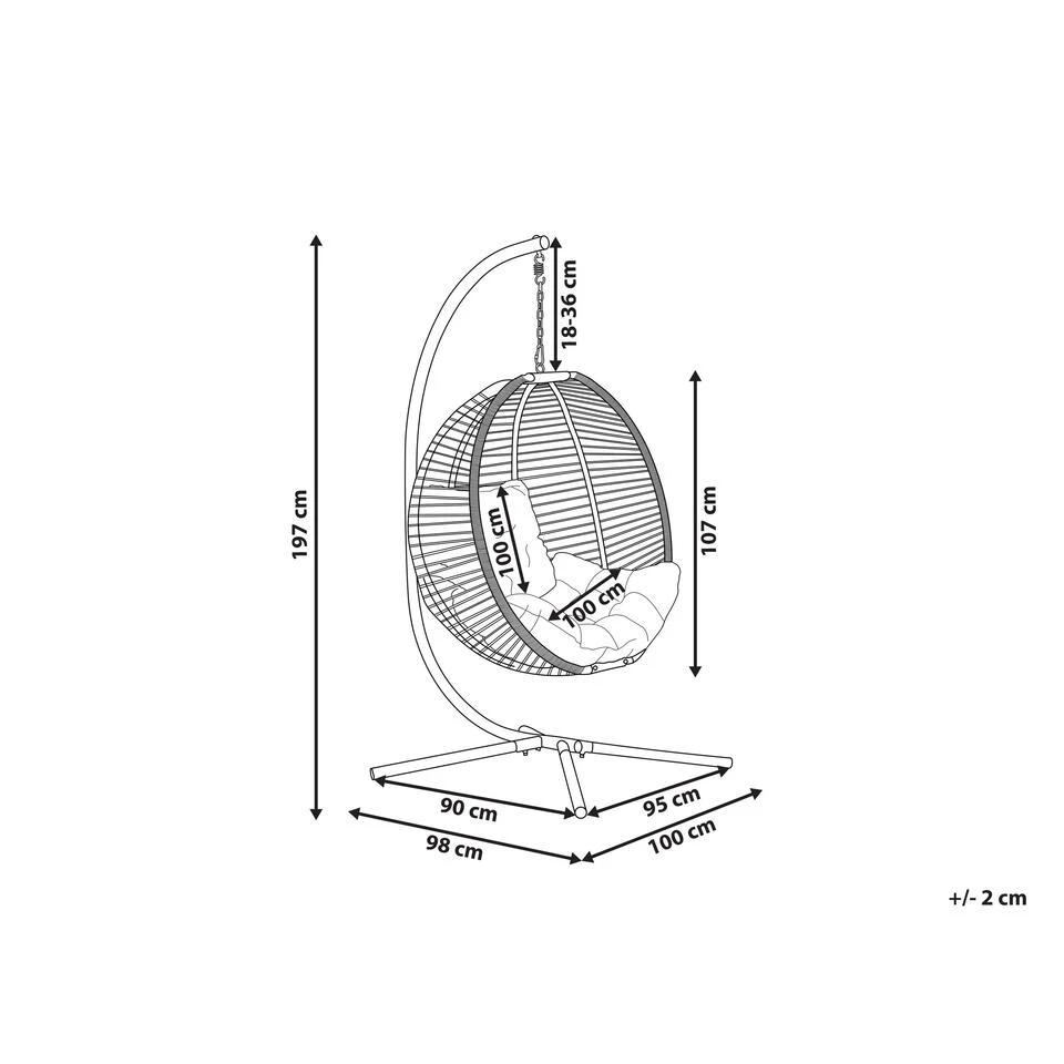 Beliani Hangstoel ARCO - Beige Polyester 5 Beliani Hangstoel ARCO - Beige Polyester - Afbeelding 3