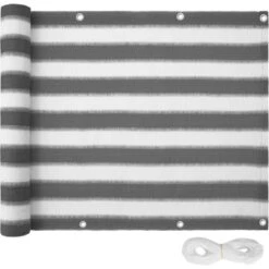 Tectake - Balkonscherm Privacyscherm - 90 Cm - Wit/grijs