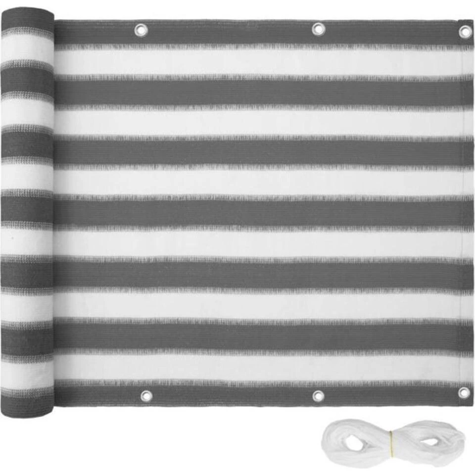 Tectake - Balkonscherm Privacyscherm - 90 Cm - Wit/grijs 3 Tectake - Balkonscherm Privacyscherm - 90 Cm - Wit/grijs