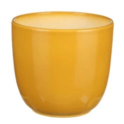 MIca Decorations Planten/bloempot Tusca - Okergeel - D17/H16 Cm