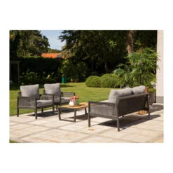 Exotan Loungeset Stoel/Bank/Tafel - Aluminium - Zwart - Set Van 4 -Bekend Tuinmeubelen Winkel 1000088951 0102