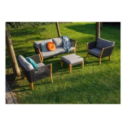 Exotan Hocker Buiten San Remo - Teak - Grijs - 31x63x63 -Bekend Tuinmeubelen Winkel 1000088954 0102