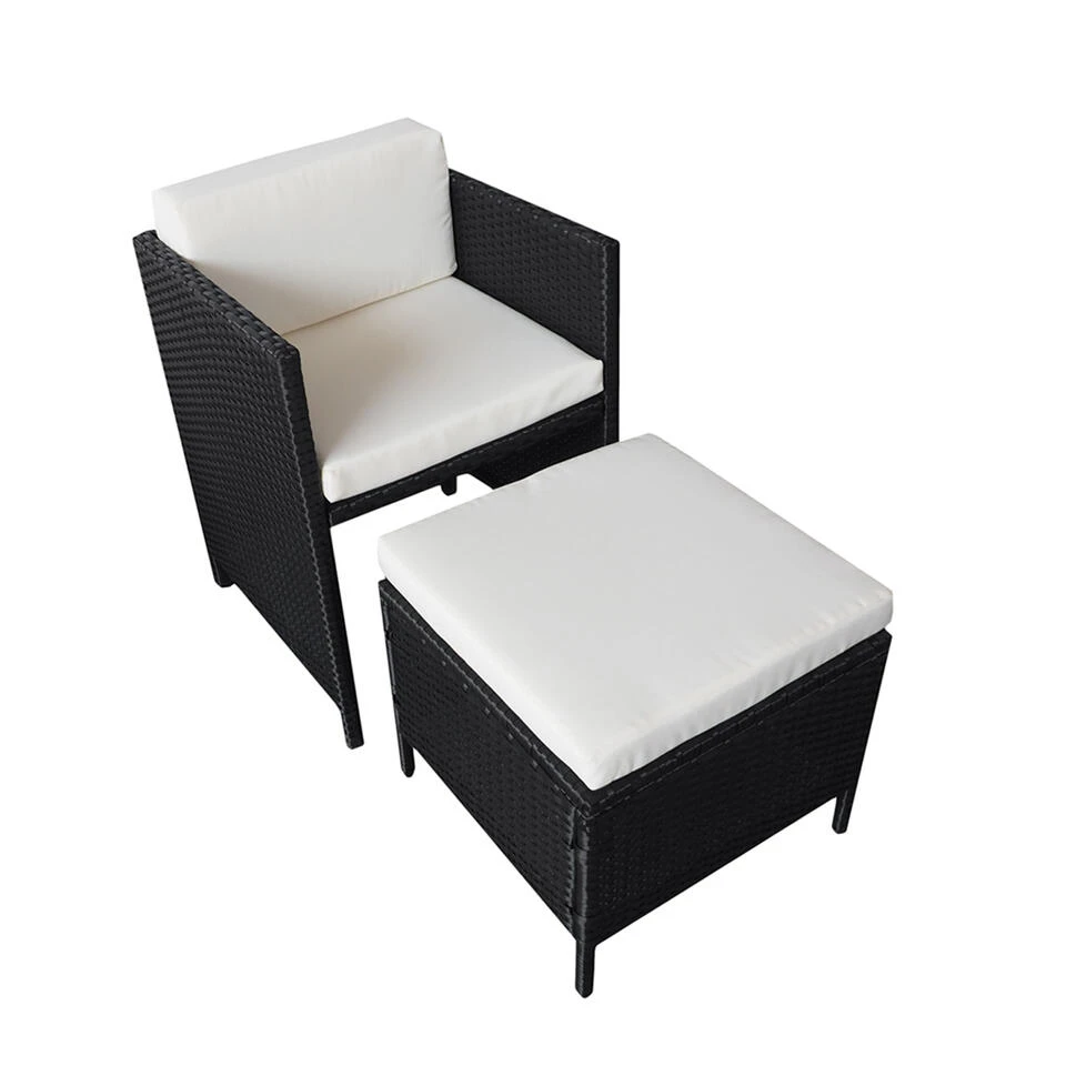 Happy Garden Buitenmeubelsets SANTORIN - Zwart - Geweven Hars 5 Happy Garden Buitenmeubelsets SANTORIN - Zwart - Geweven Hars - Afbeelding 3