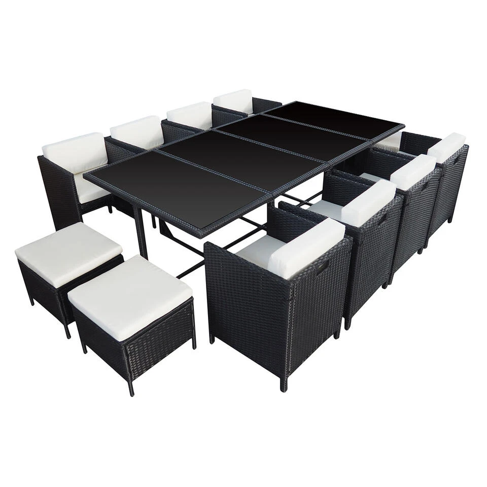 Happy Garden Buitenmeubelsets SANTORIN - Zwart - Geweven Hars 3 Happy Garden Buitenmeubelsets SANTORIN - Zwart - Geweven Hars