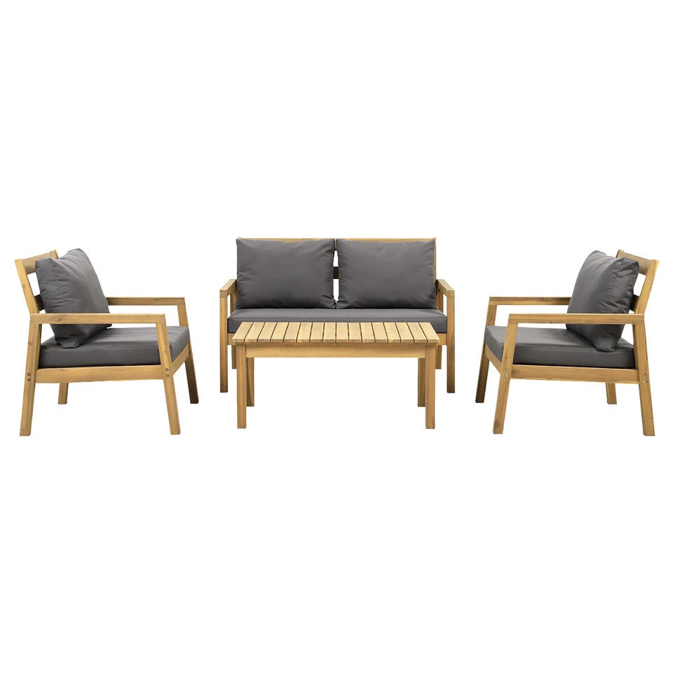 Happy Garden Buitenmeubelsets ARUBA - Grijs - Acacia 3 Happy Garden Buitenmeubelsets ARUBA - Grijs - Acacia