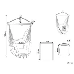 Beliani Hangstoel VARENA - Beige Katoen -Bekend Tuinmeubelen Winkel 1000096792 0102