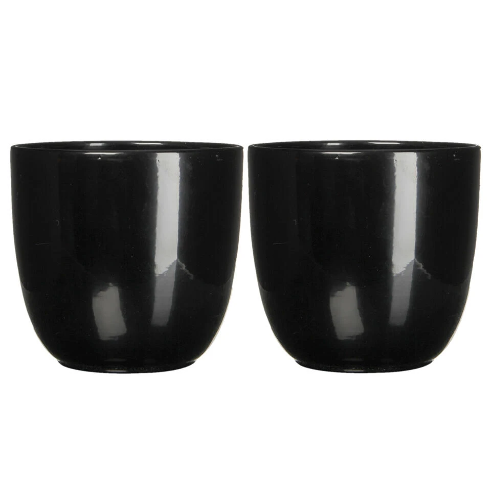Mica Decorations Bloempot - Zwart - Keramiek - Glanzend - 19 X 18 Cm 5 Mica Decorations Bloempot - Zwart - Keramiek - Glanzend - 19 X 18 Cm - Afbeelding 3