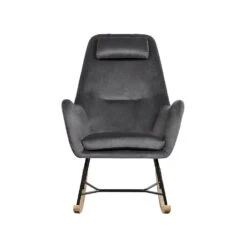 Beliani Schommelstoel ARRIE - Grijs Fluweel -Bekend Tuinmeubelen Winkel 1783630521 0103