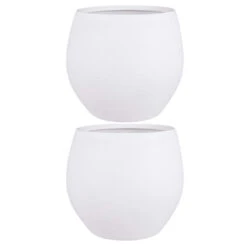 Mica Decorations Bloempot Boule - Mat Wit - Keramiek - 33 X 28 Cm -Bekend Tuinmeubelen Winkel 1817097967 0104