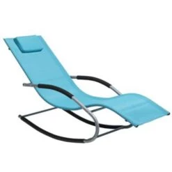 Beliani Tuinligstoel CARANO - Blauw Staal, Textiel