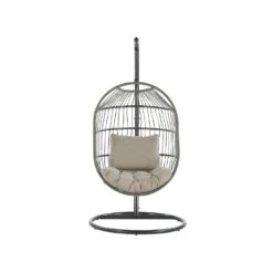 Beliani Hangstoel ALBA - Zwart Pe Rotan -Bekend Tuinmeubelen Winkel 271472dcb940475fb0a70c6c385fb322