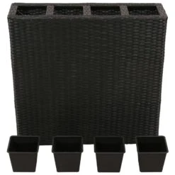 VidaXL Plantenbak Verhoogd Met 4 Potten 2 St Poly Rattan Zwart -Bekend Tuinmeubelen Winkel 2f664eac4a6b4d5b8a2231c04780f5d1