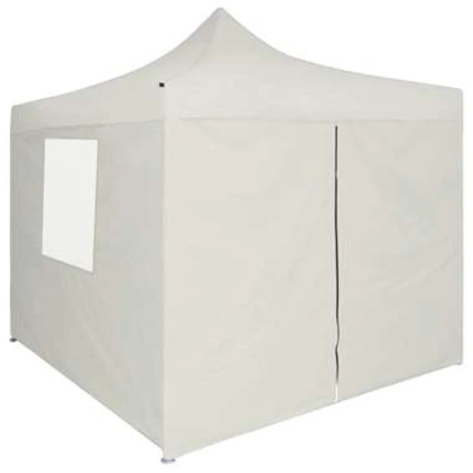 VidaXL Partytent Met 4 Zijwanden Inklapbaar 2x2 M Staal Crème 6 VidaXL Partytent Met 4 Zijwanden Inklapbaar 2x2 M Staal Crème - Afbeelding 4