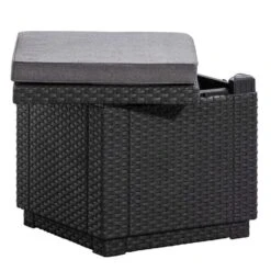 Keter Allibert Hocker/voetenbankje Cube Incl. Kussen - Grijs - 39x42x42 Cm -Bekend Tuinmeubelen Winkel 50100445 0301