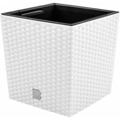 Prosperplast Plantenbak Rato - Wit - Rotan - Kunststof - 32 Cm -Bekend Tuinmeubelen Winkel 5441df2d5f384f2599bffaf1115d9989