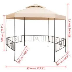 VidaXL Tuinprieel 323x265 Cm Hexagonaal Beige -Bekend Tuinmeubelen Winkel 61c49b50fe764785b44cf5a50416a61b