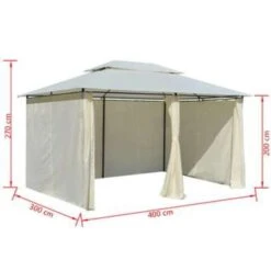 VidaXL Tuinpaviljoen Met Gordijnen 4x3 M Wit -Bekend Tuinmeubelen Winkel 88ac436350e14ac6860d5c832cb13115