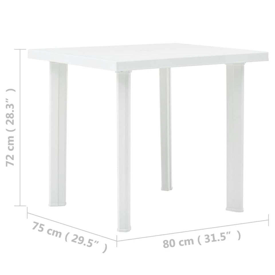 VidaXL Tuintafel 80x75x72 Cm Kunststof Wit 6 VidaXL Tuintafel 80x75x72 Cm Kunststof Wit - Afbeelding 4