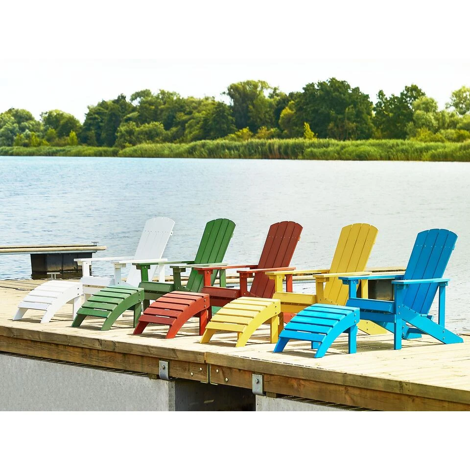 Beliani Voetenbankje ADIRONDACK - Rood Kunsthout 3 Beliani Voetenbankje ADIRONDACK - Rood Kunsthout - Afbeelding 2