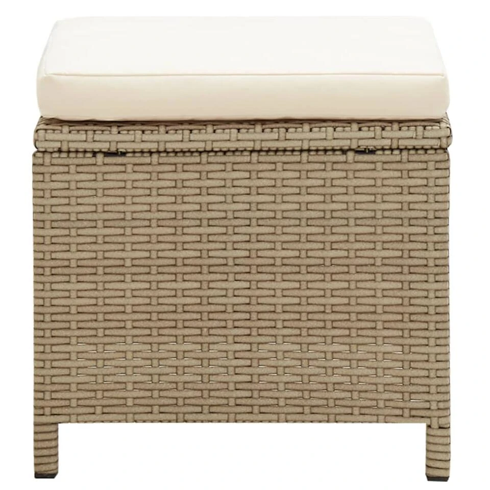 VidaXL Tuinkrukken 2 St Met Kussens Poly Rattan Beige 5 VidaXL Tuinkrukken 2 St Met Kussens Poly Rattan Beige - Afbeelding 3
