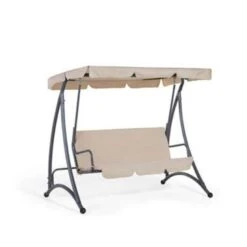 Beliani Schommelbank TEMPLE - Beige Polyester -Bekend Tuinmeubelen Winkel d39e3e0c1b3544ec829ed013f0b4b6a5